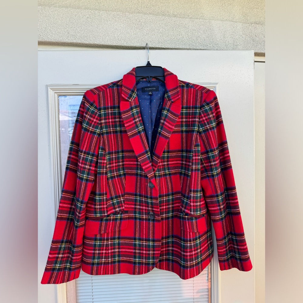 Talbots tartan blazer